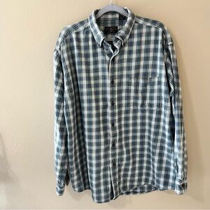 Vintage American Eagle AEO Mens Button Down Shirt Blue Plaid Large 90s Y2K